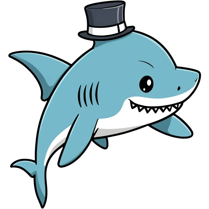 Shark with a top hat emoji