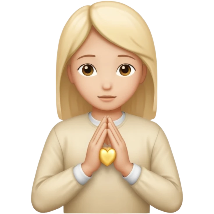 hands folded in prayer with a milky golden heart emoji