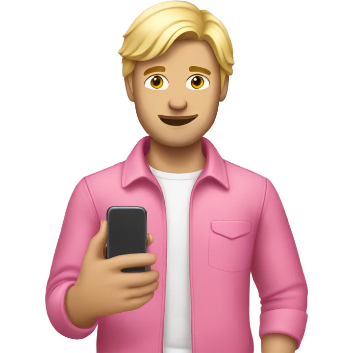 Blond guy with smartphone and pink outfit emoji