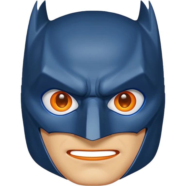 batman emoji with the mask is in blue, orange and green, the face, eyes are regular colors emoji