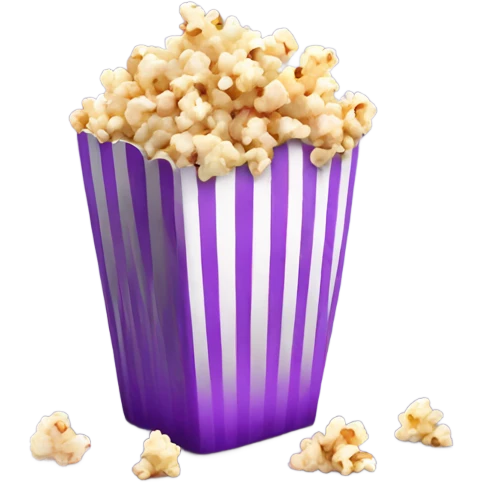 Realistic isolated pieces of purple popcorn.  emoji