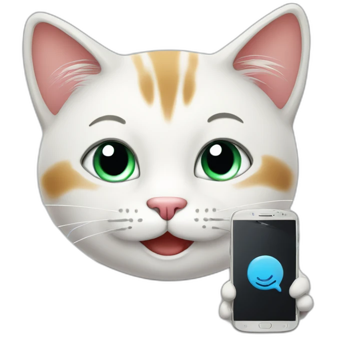 Happy cat with smartphone emoji