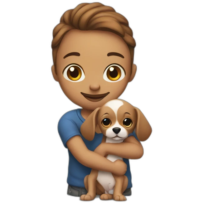 tattooed man with a baby dog in her hand emoji