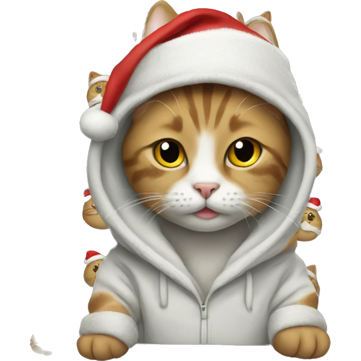 cat wearing christmas hoodie emoji