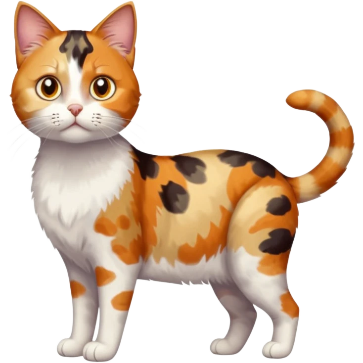 full body anxious looking colourful patchy calico tabby cat emoji