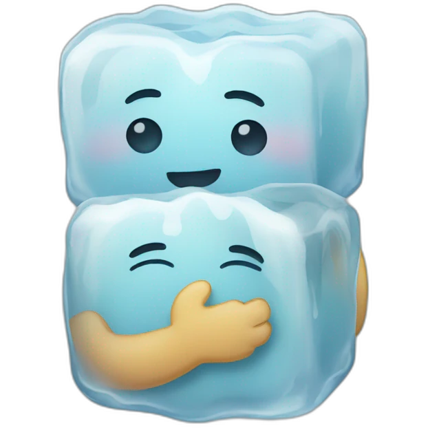 Hugging ice cubes emoji
