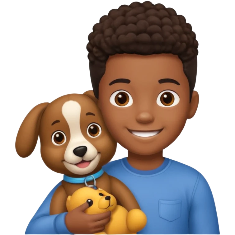 black child with dog toy emoji