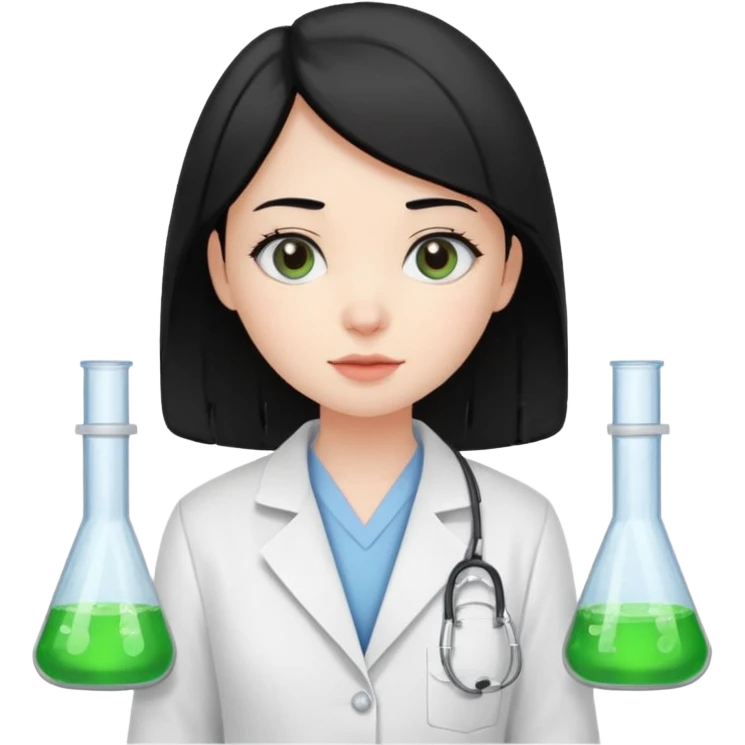 Black haired girl in a laboratory emoji
