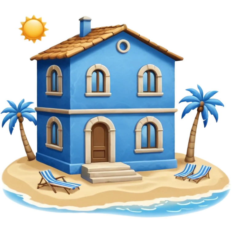 Blue house in a Italian beach  emoji