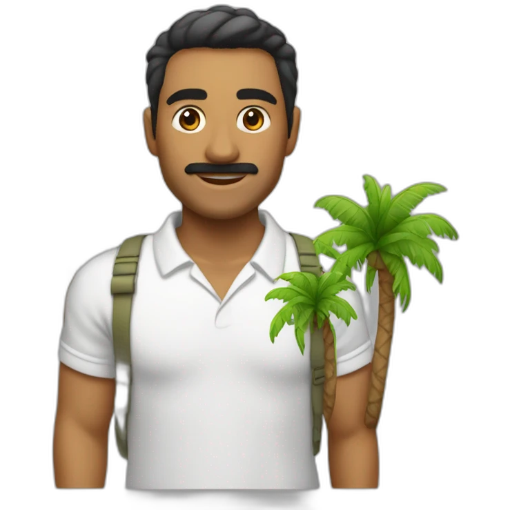Isla con dos palmeras y un negocio en el centro emoji