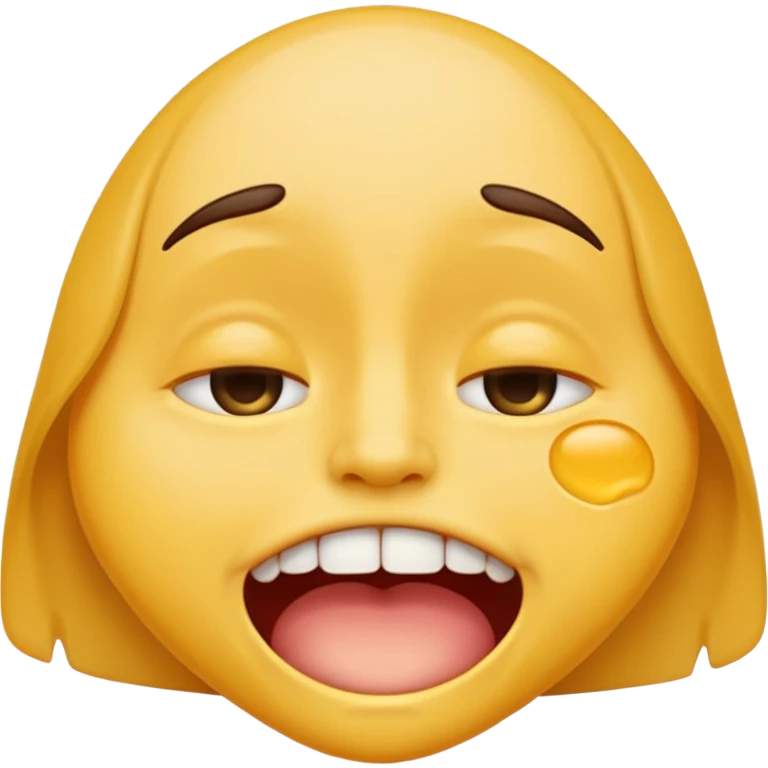 Normal emoji face but he is braindead. eyelids drooping, jaw hanging slightly open and drooling emoji