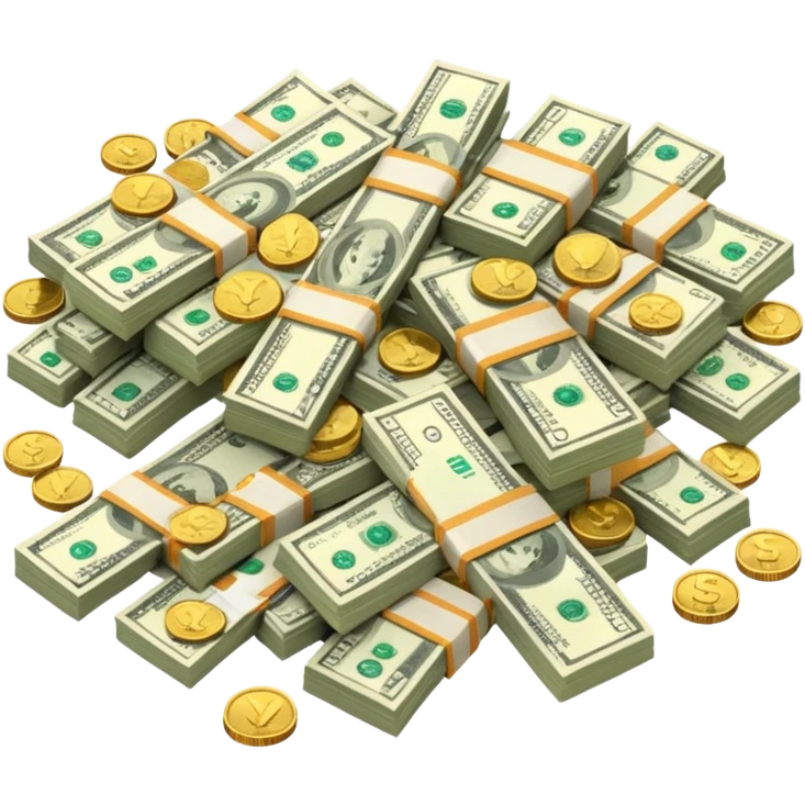 It's an image of money such as coins and bills, but there's only one or two neatly emoji