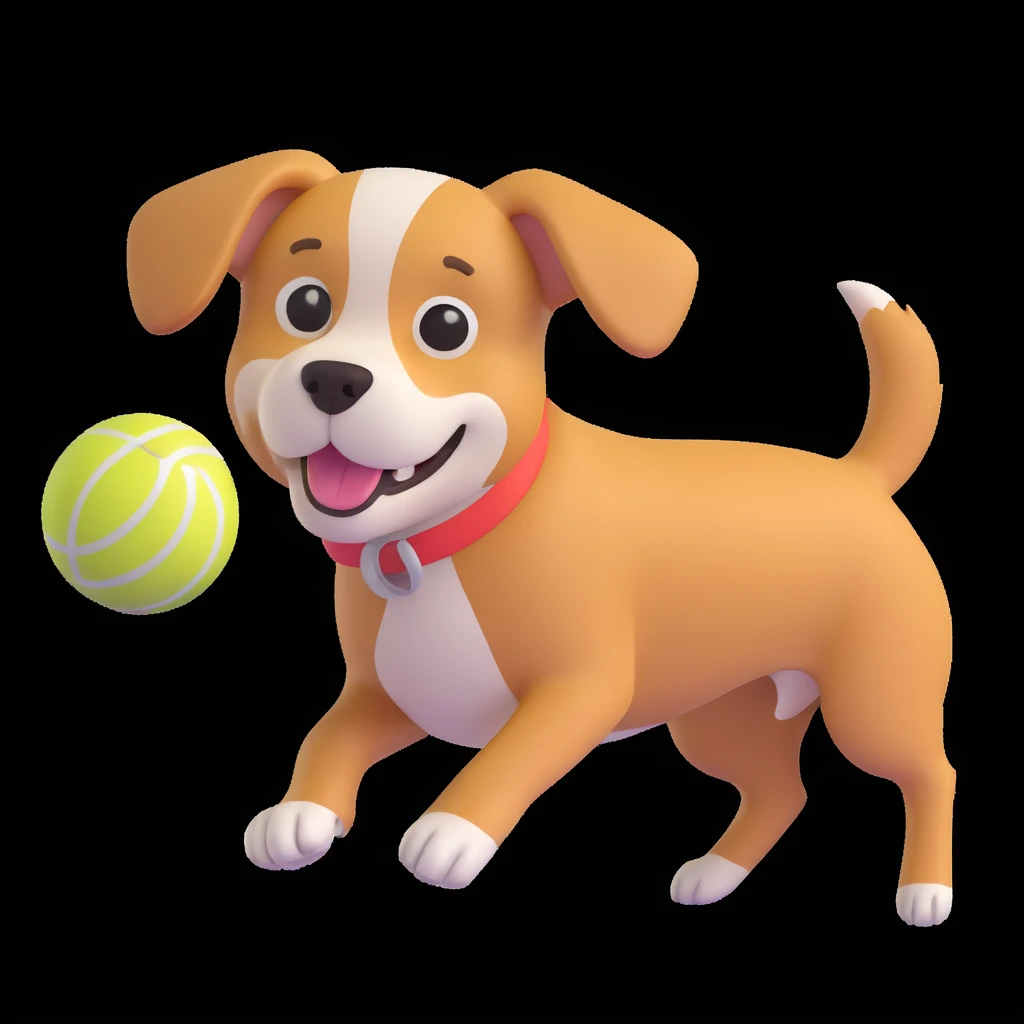 dog chasing ball in forrest, close up pose emoji
