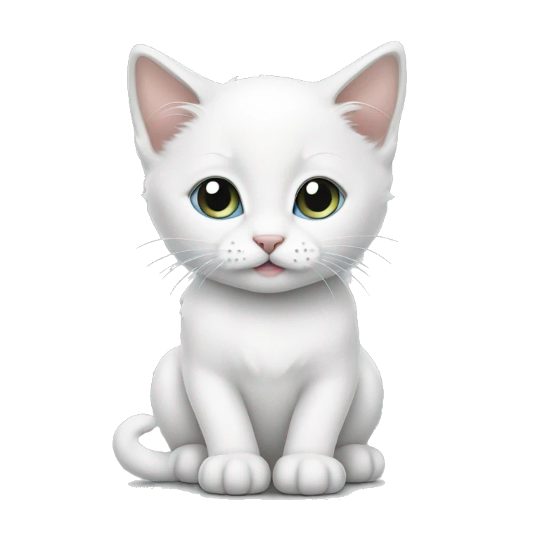White kitten with grey  emoji