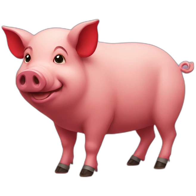 Wild bold pig with big red velvet shoes emoji