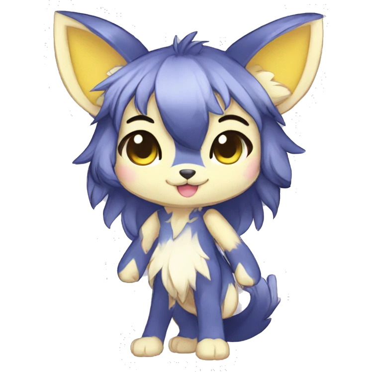 Cute Kawaii Chibi Anthro Sona Pretty Shiny Colorful Sparkly Fakemon Full Body emoji