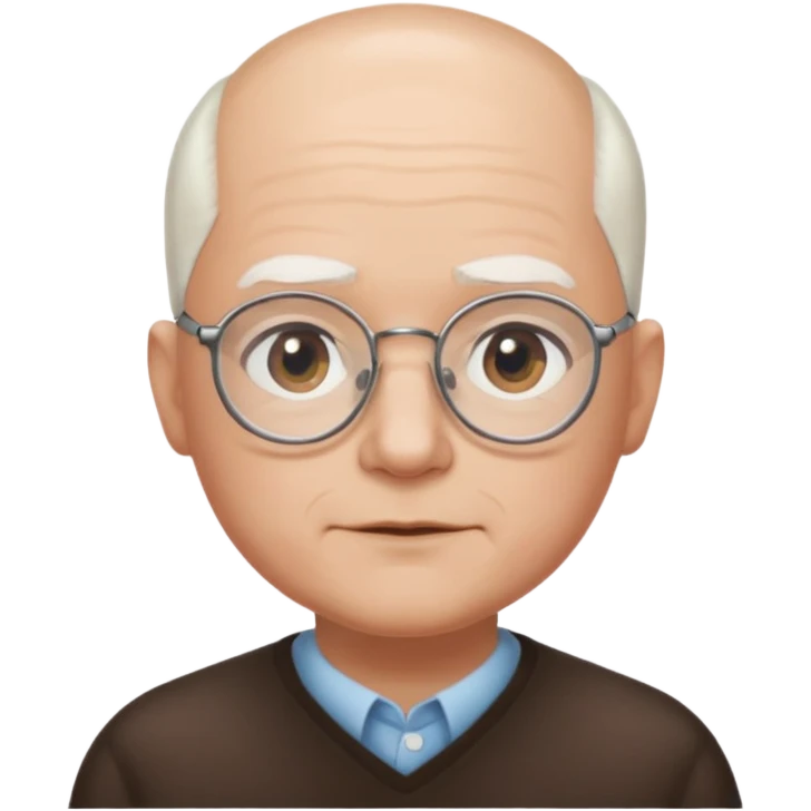 chauve cheveux blanc visage rond lunette gros sourcils emoji