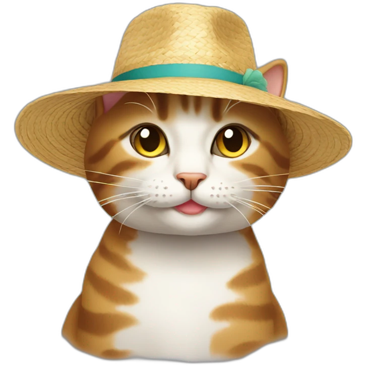 Cat wearing a straw hat emoji