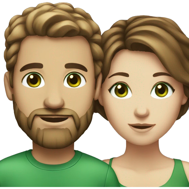 White couple brown hair green eyes emoji