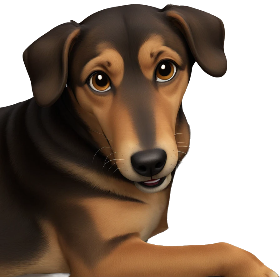 realistic dog on bed pillow emoji