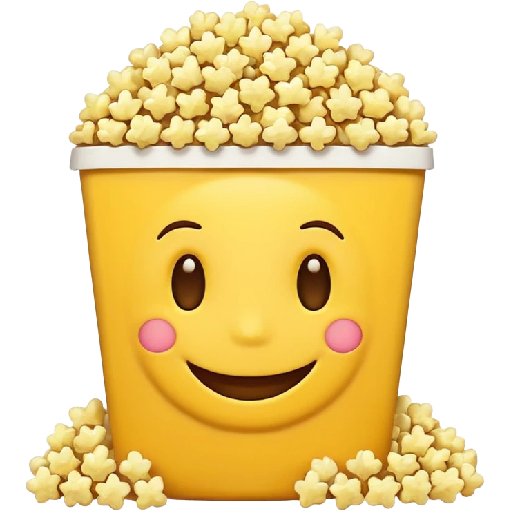 Smiling Emoji 😋 with 👀 for eyes with popcorn 🍿in front  emoji
