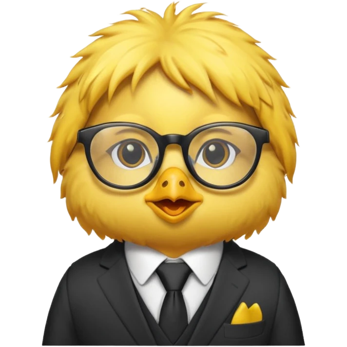 chick animal with glasses, wearing suit emoji