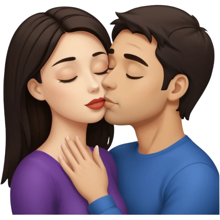 Completely nude man kissing completely nude woman with her eyes closed emoji