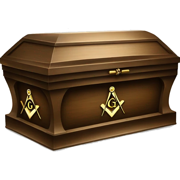 casket with freemason logo and letter g emoji