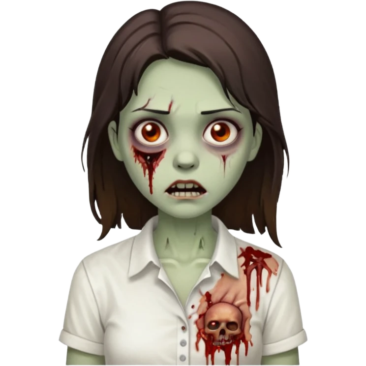 brunette zombie girl with white shirt  emoji