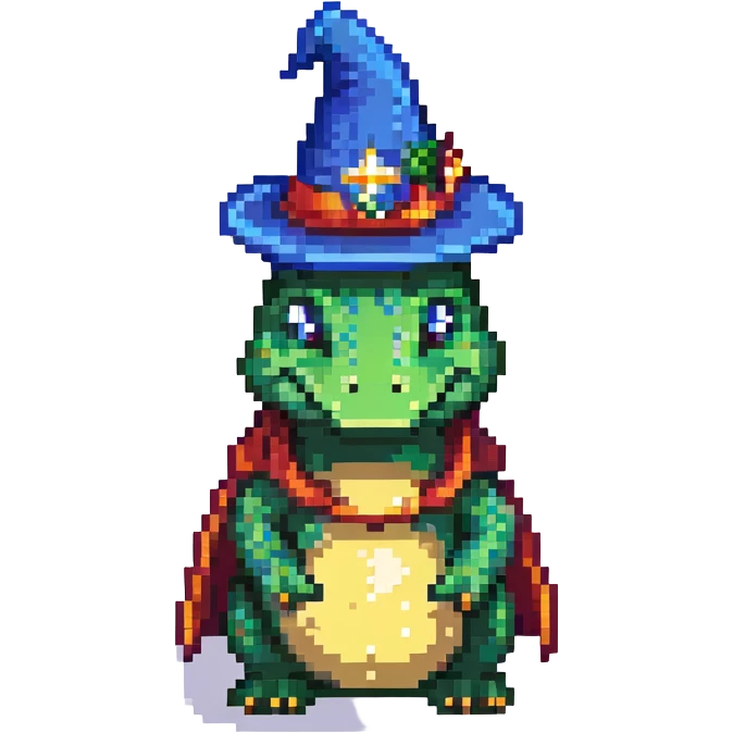 simple alligator wizard, emoji style emoji