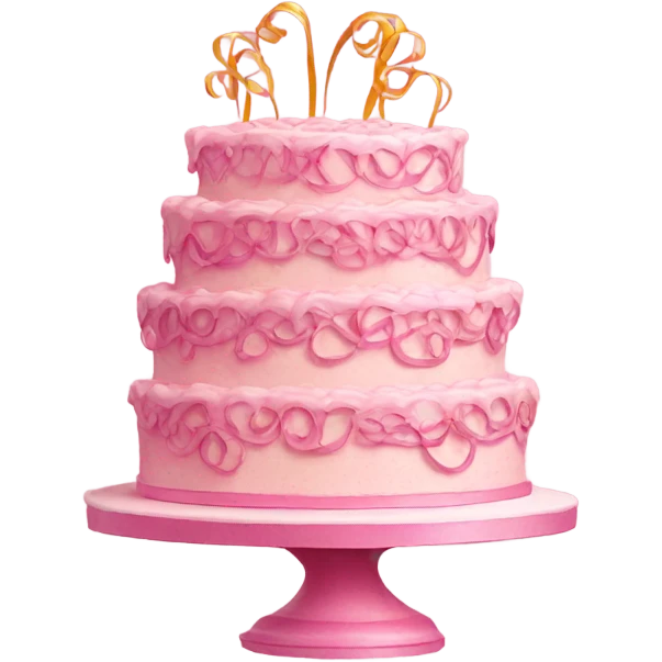 a pink cake with a ribbon design emoji