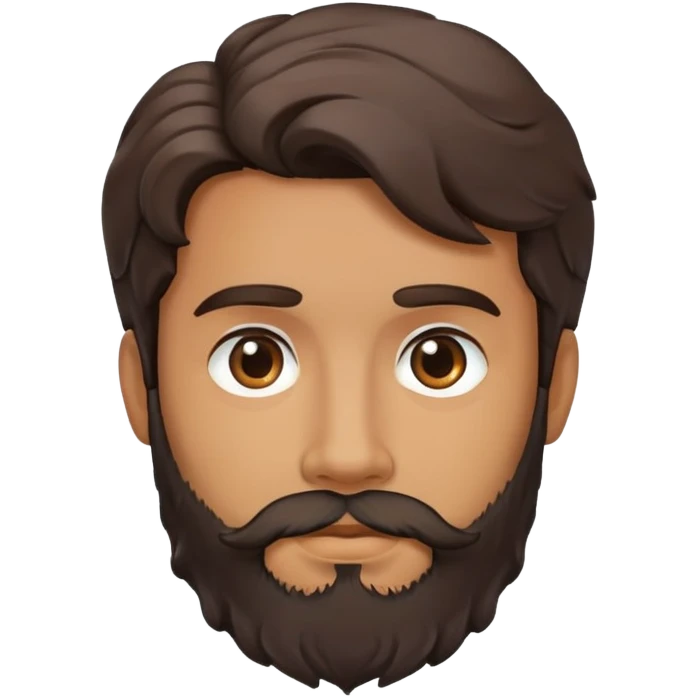 man face with beard, medium skin tone, and dark wavy hair emoji
