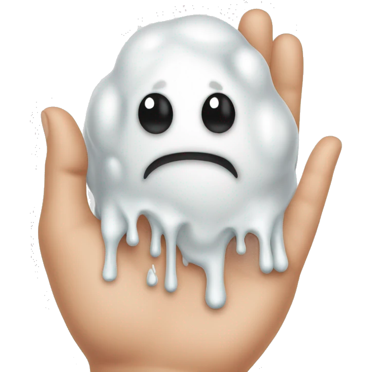 gooey white slime on hand emoji