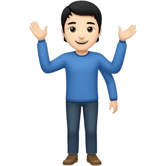 ligth man black hair full body greeting emoji