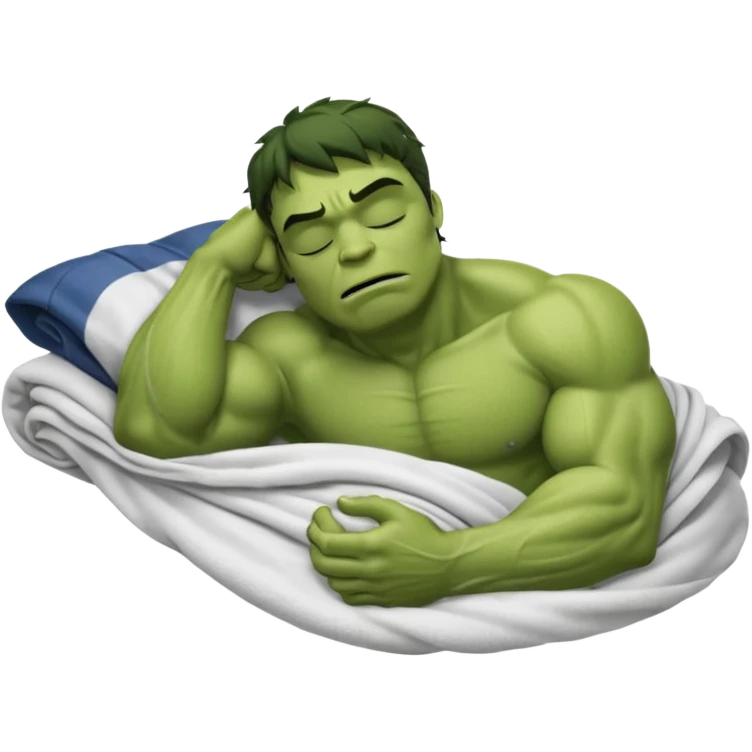 Incredible hulk sleeping lying down in bed under blanket eyes closed emoji