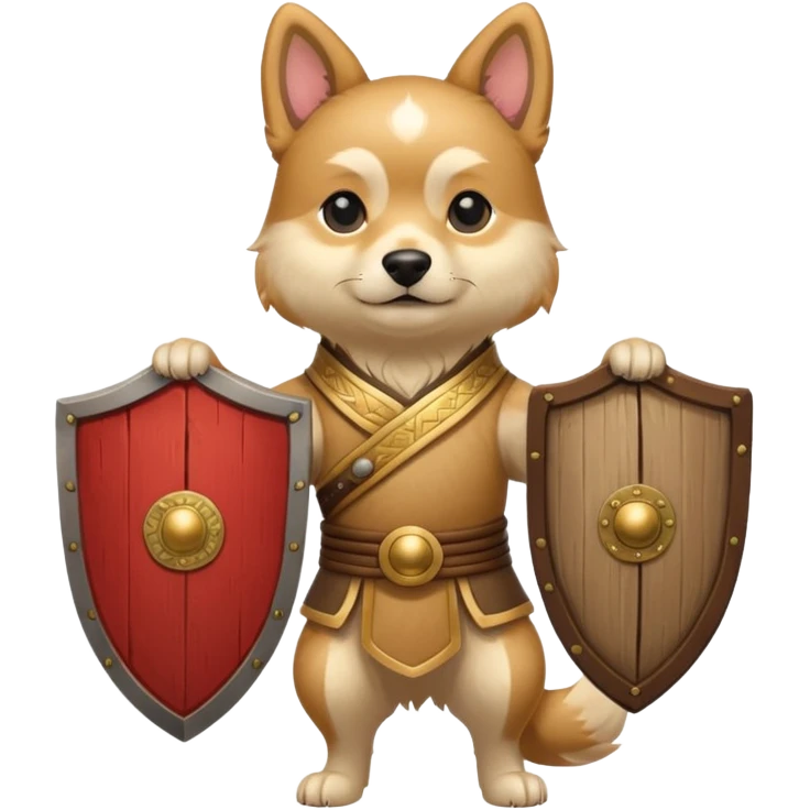 ancient chinese dog with wooden shield emoji