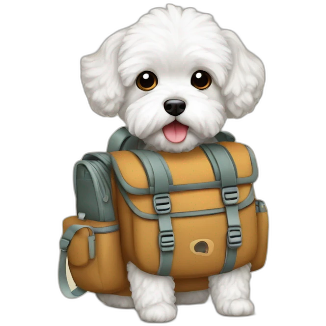 traveler maltipoo with backpack emoji