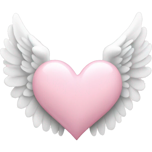 Light pink heart with white angel wings emoji