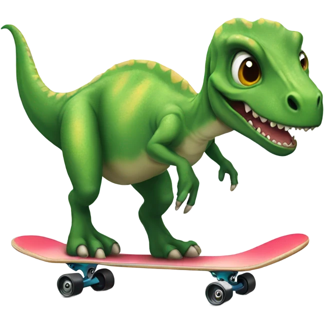 Dino using a skateboard  emoji