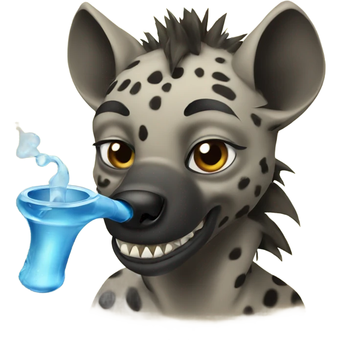 Hyena smoking water pipe emoji