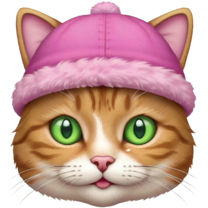 un gato con sombrero rosado emoji