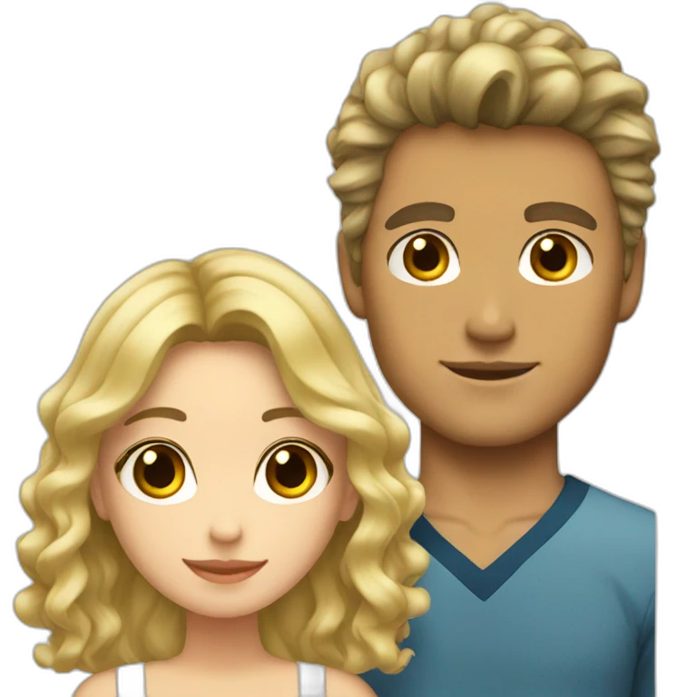 blonde wavy hair girl and tanned japanese boyfriend emoji