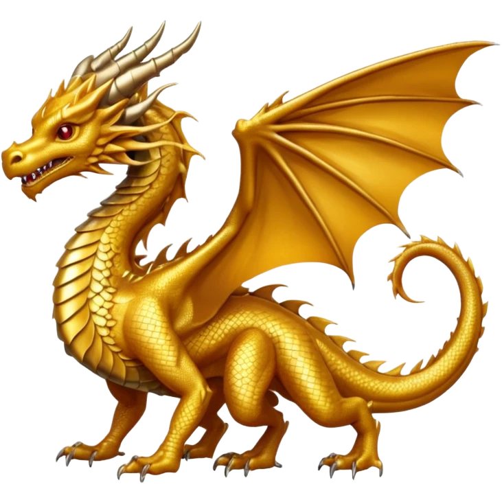 a golden dragon with two legs and two wings emoji
