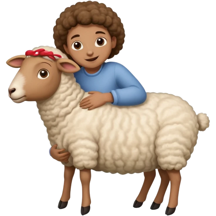 person clinging to belly of sheep emoji