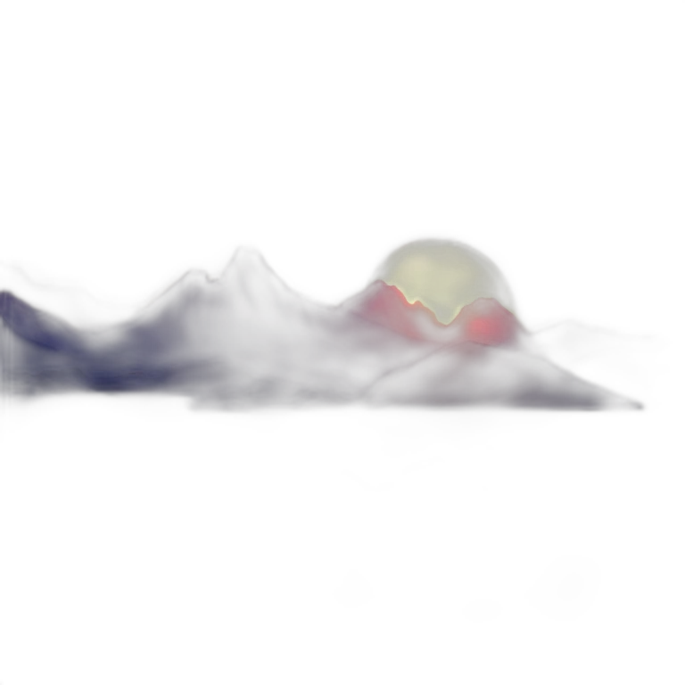 the sun setting behind the mountains emoji