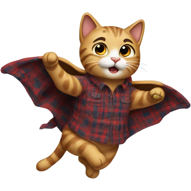 flying cat wearing a flannel emoji