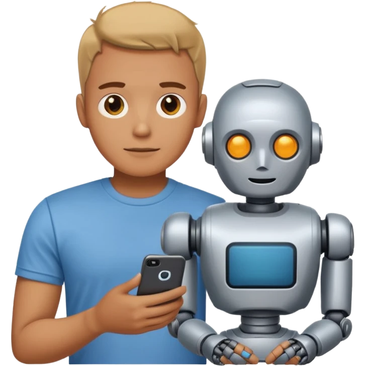 A guy that chilling with his robot emoji