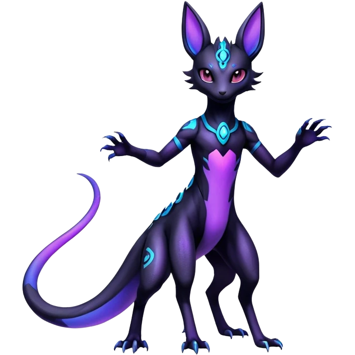 Shiny Edgy Gothic Futuristic Salandit-Umbreon-Espeon-Hybrid (Full body) emoji