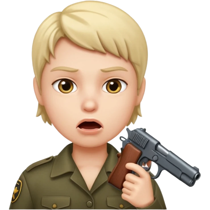 Gun pointing at a person’s mouth emoji