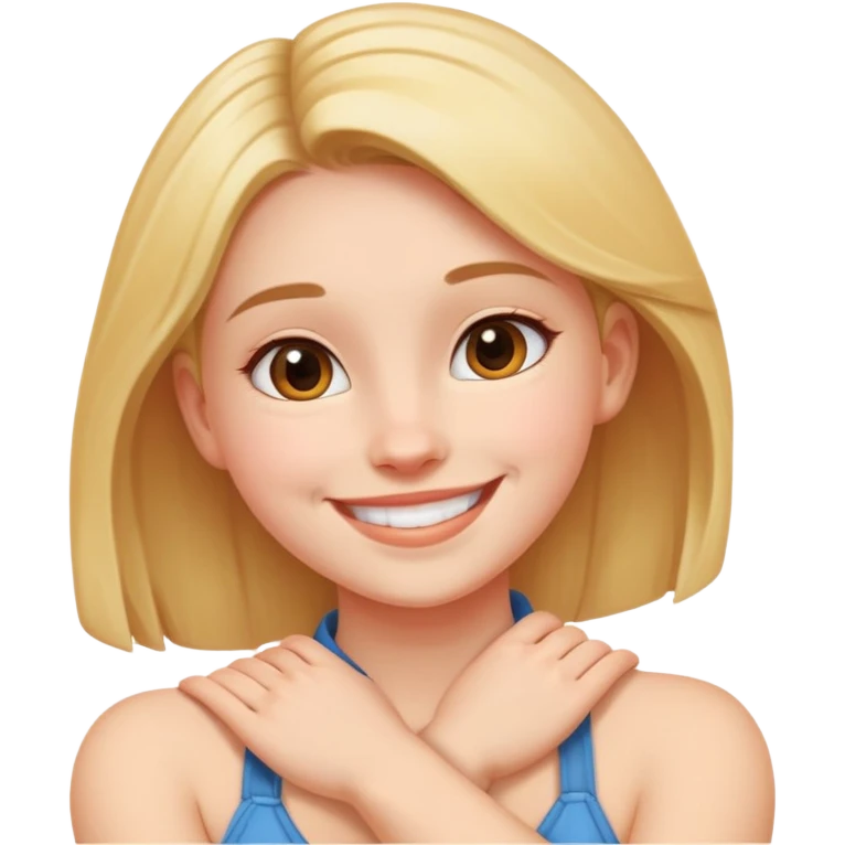 Girl arms around neck happily emoji